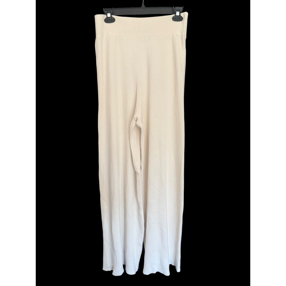 Free People Ivory Cable Knit Lounge Set XL Sweater + Ribbed Wide Leg Pants NWT - Picture 5 of 6